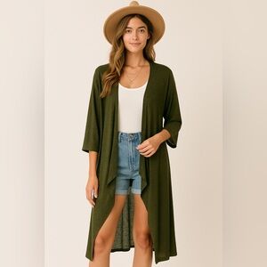 NWT LuLaRoe “Shirley” Moss Green Duster Kimono Size Large